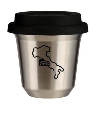 Tasse 80 ml ARGENT "Italie (noir)", avec couvercle noir Tasse 80 ml ARGENT "Italie (noir)", avec couvercle noir
