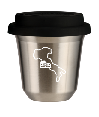 Tasse 80 ml ARGENT "Italie (blanc)", avec couvercle noir Tasse 80 ml ARGENT "Italie (blanc)", avec couvercle noir