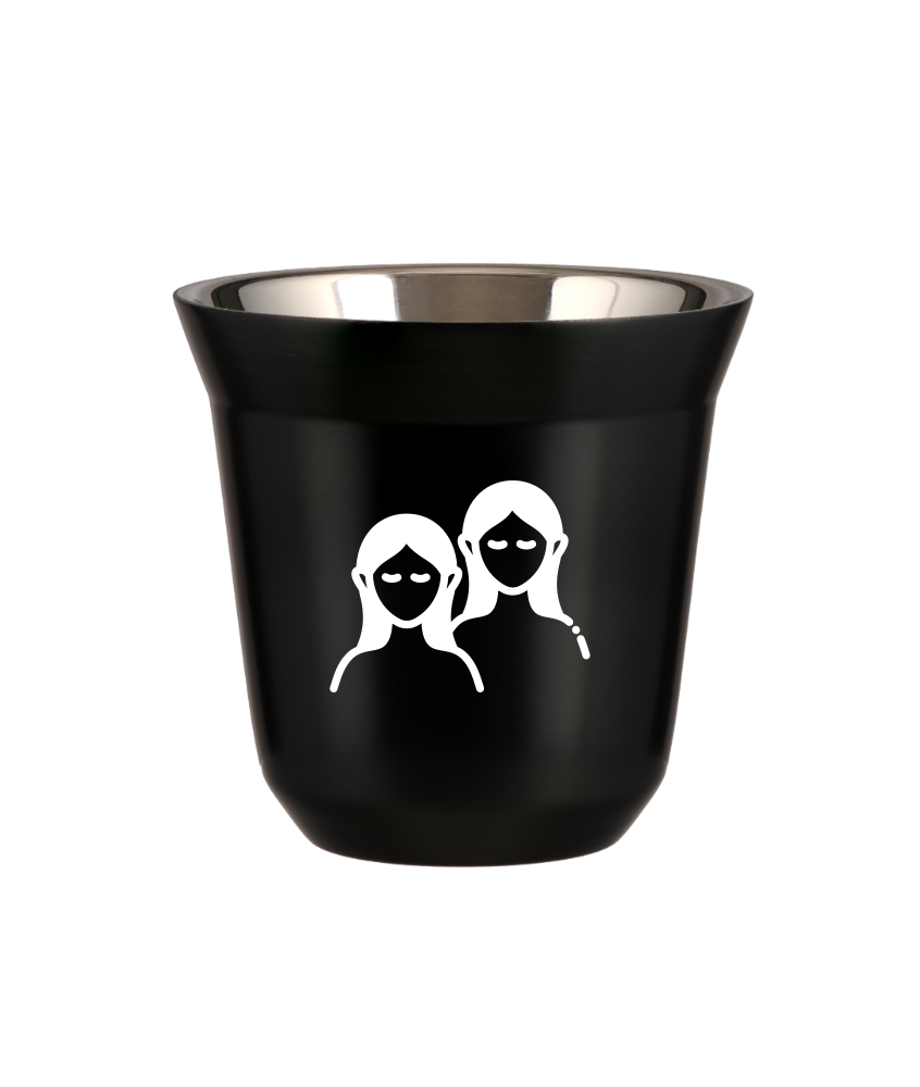 Tasse 80 ml NOIR "Gémeaux (blanc)"