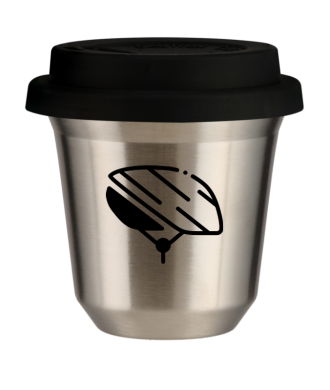 Tasse 80 ml ARGENT "Casque (noir)", avec couvercle noir Tasse 80 ml ARGENT "Casque (noir)", avec couvercle noir