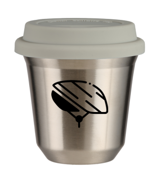 Tasse 80 ml ARGENT "Casque (noir)", avec couvercle blanc Tasse 80 ml ARGENT "Casque (noir)", avec couvercle blanc