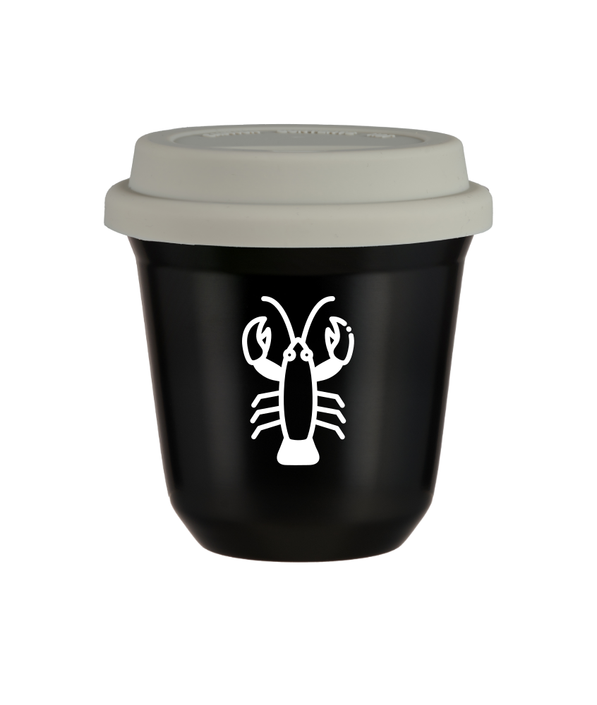Tasse 80 ml NOIR "Cancer (blanc)", avec couvercle blanc Tasse 80 ml NOIR "Cancer (blanc)", avec couvercle blanc