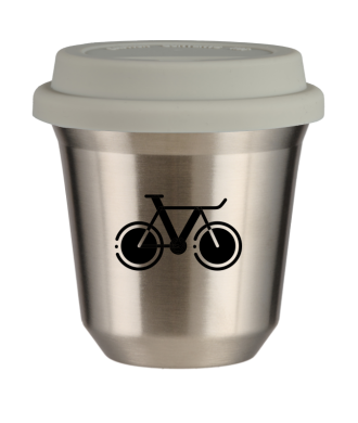 Tasse 80 ml ARGENT "Vélo 1 (noir)", avec couvercle blanc Tasse 80 ml ARGENT "Vélo 1 (noir)", avec couvercle blanc