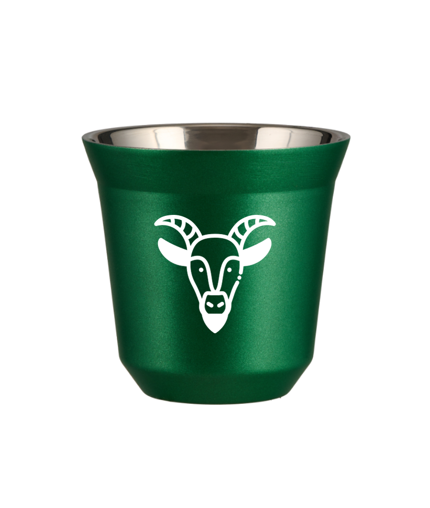 Tasse 80 ml VERT MÉTALLIQUE "Capricorne (blanc)"
