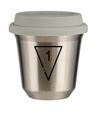 Tasse 80 ml ARGENT "1", avec couvercle blanc Tasse 80 ml ARGENT "1", avec couvercle blanc