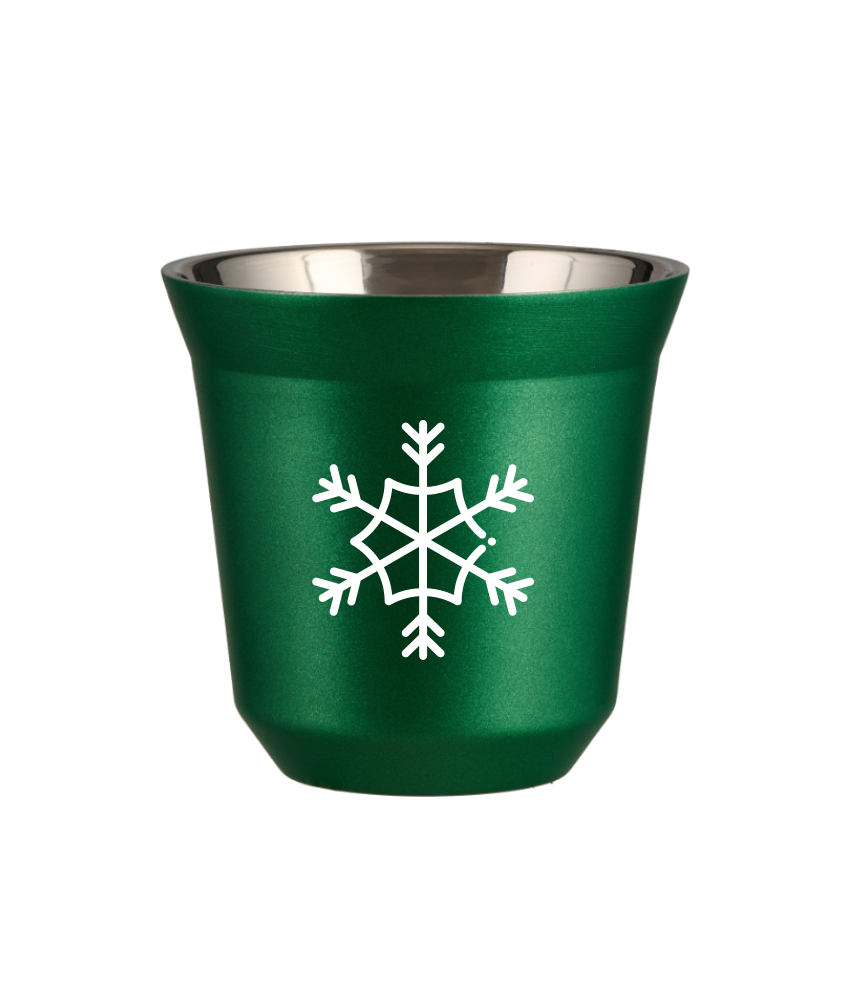 Tasse 80 ml VERT MÉTALLIQUE "Flocon de neige (blanc)"