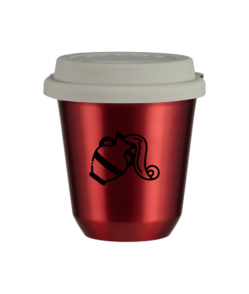 Tasse 80 ml ROUGE MÉTALLIQUE "Verseau (noir)", avec couvercle blanc Tasse 80 ml ROUGE MÉTALLIQUE "Verseau (noir)", avec couvercle blanc