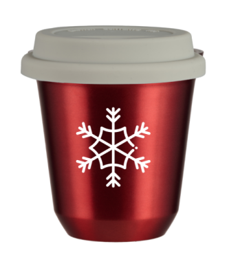 Tasse 80 ml ROUGE MÉTALLIQUE "Flocon de neige (blanc)", avec couvercle blanc Tasse 80 ml ROUGE MÉTALLIQUE "Flocon de neige (blanc)", avec couvercle blanc