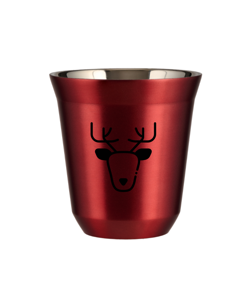 Tasse 80 ml ROUGE MÉTALLIQUE "Renne (noir)" Tasse 80 ml ROUGE MÉTALLIQUE "Renne (noir)"
