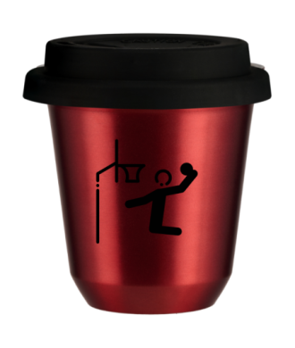 Tasse 80 ml ROUGE MÉTALLIQUE "Basket-ball", avec couvercle noir Tasse 80 ml ROUGE MÉTALLIQUE "Basket-ball", avec couvercle noir