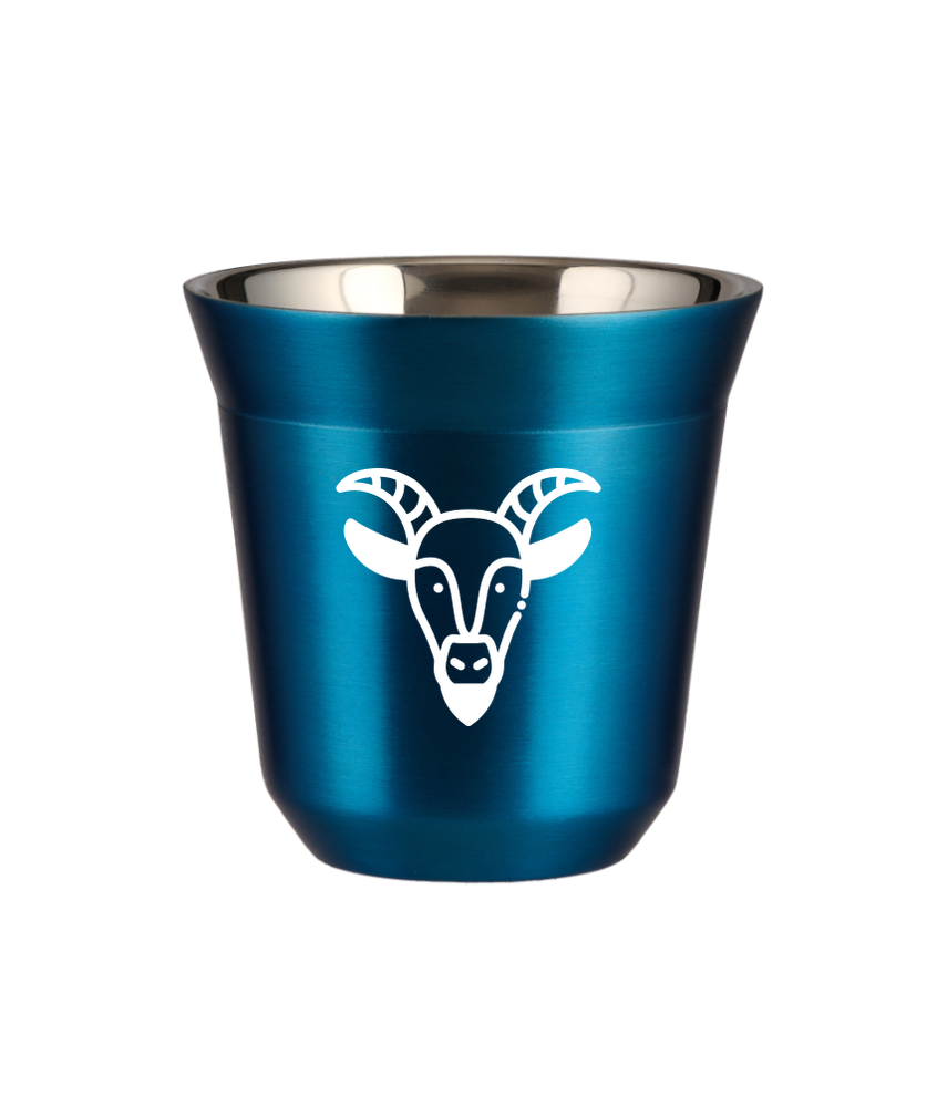 Tasse 80 ml BLEU MÉTALLIQUE "Capricorne (blanc)" Tasse 80 ml BLEU MÉTALLIQUE "Capricorne (blanc)"