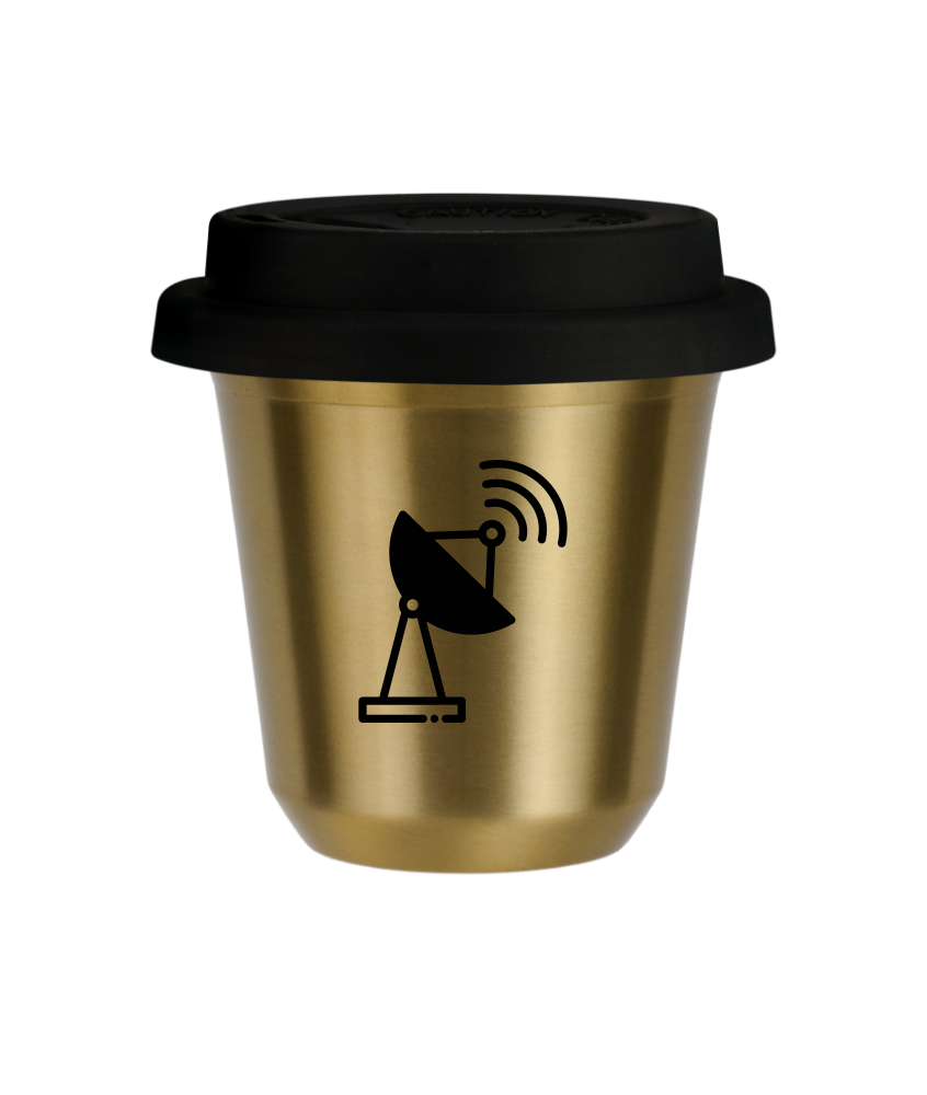 Tasse 80 ml OR "Antenne", avec couvercle noir Tasse 80 ml OR "Antenne", avec couvercle noir