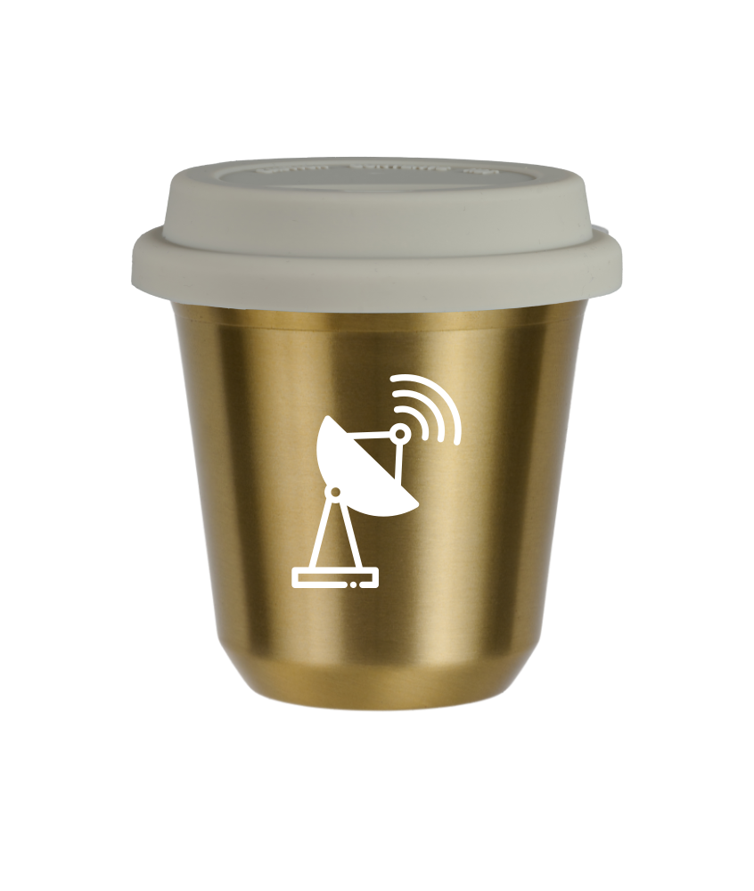 Tasse 80 ml OR "Antenne (blanc)", avec couvercle blanc Tasse 80 ml OR "Antenne (blanc)", avec couvercle blanc