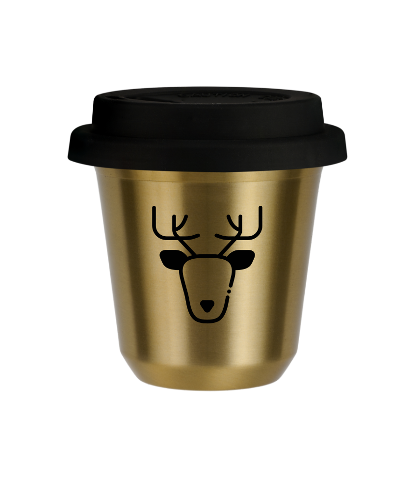 Tasse 80 ml OR "Renne (noir)", avec couvercle noir