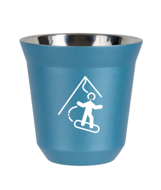 Tasse 80 ml BLEU CLAIR MÉTALLIQUE "Snowboard (blanc)" Tasse 80 ml BLEU CLAIR MÉTALLIQUE "Snowboard (blanc)"
