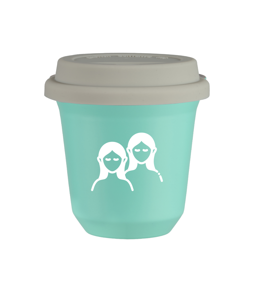 Tasse 80 ml TURQUOISE "Gémeaux (blanc)", avec couvercle blanc Tasse 80 ml TURQUOISE "Gémeaux (blanc)", avec couvercle blanc