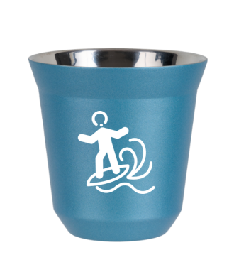 Tasse 80 ml BLEU CLAIR MÉTALLIQUE "Planche à voile (blanc)" Tasse 80 ml BLEU CLAIR MÉTALLIQUE "Planche à voile (blanc)"