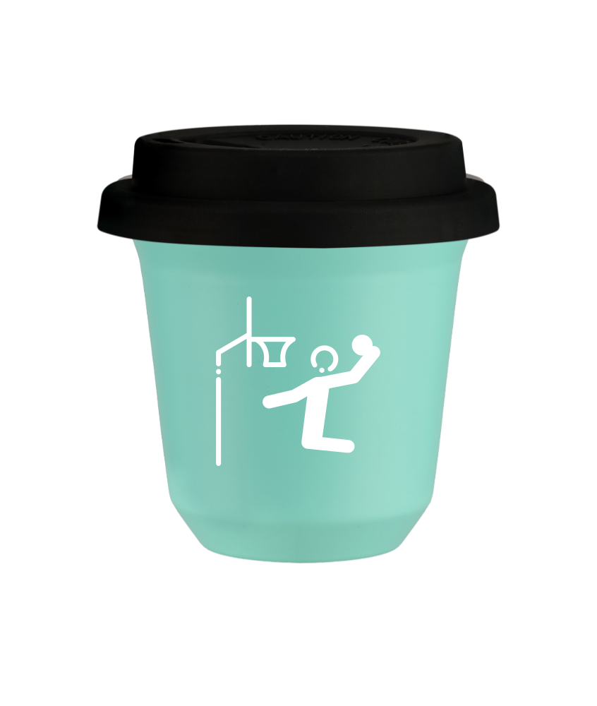 Tasse 80 ml TURQUOISE "Basket-ball (blanc)", avec couvercle noir Tasse 80 ml TURQUOISE "Basket-ball (blanc)", avec couvercle noir