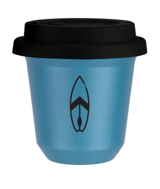 Tasse 80 ml BLEU CLAIR MÉTALLIQUE "Planche (noir)", avec couvercle noir Tasse 80 ml BLEU CLAIR MÉTALLIQUE "Planche (noir)", avec couvercle noir