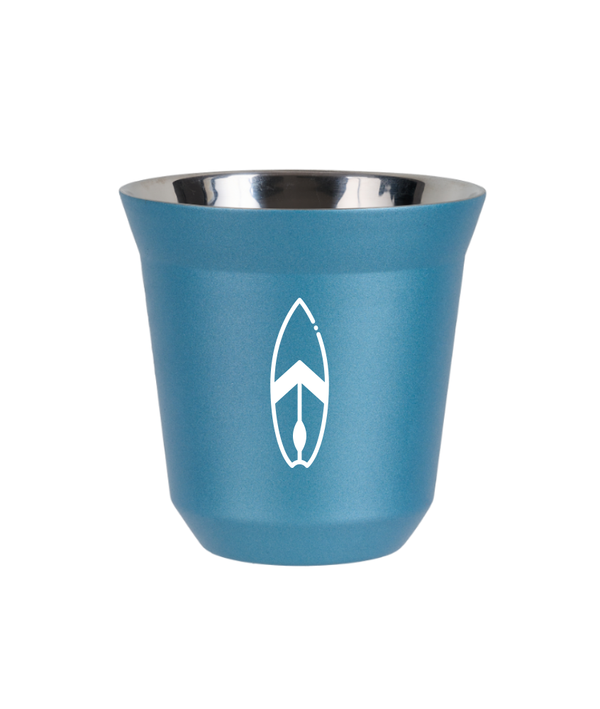 Tasse 80 ml BLEU CLAIR MÉTALLIQUE "Planche (blanc)"