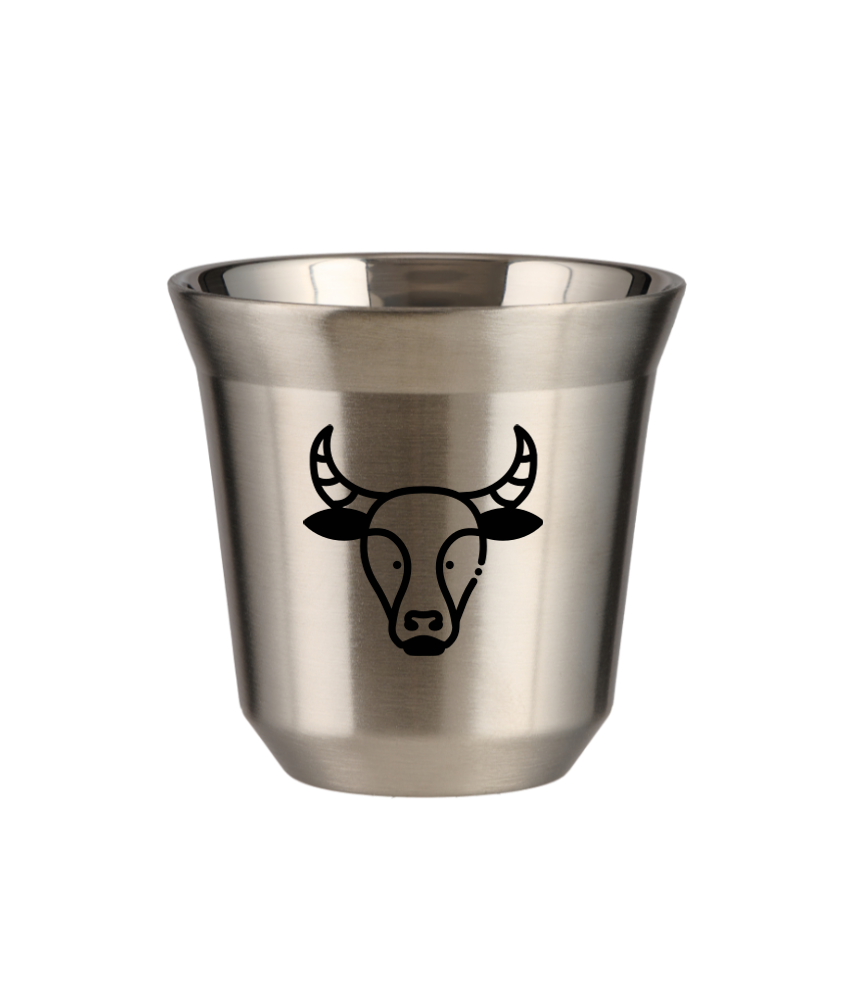 Tasse 80 ml ARGENT "Taureau (noir)"