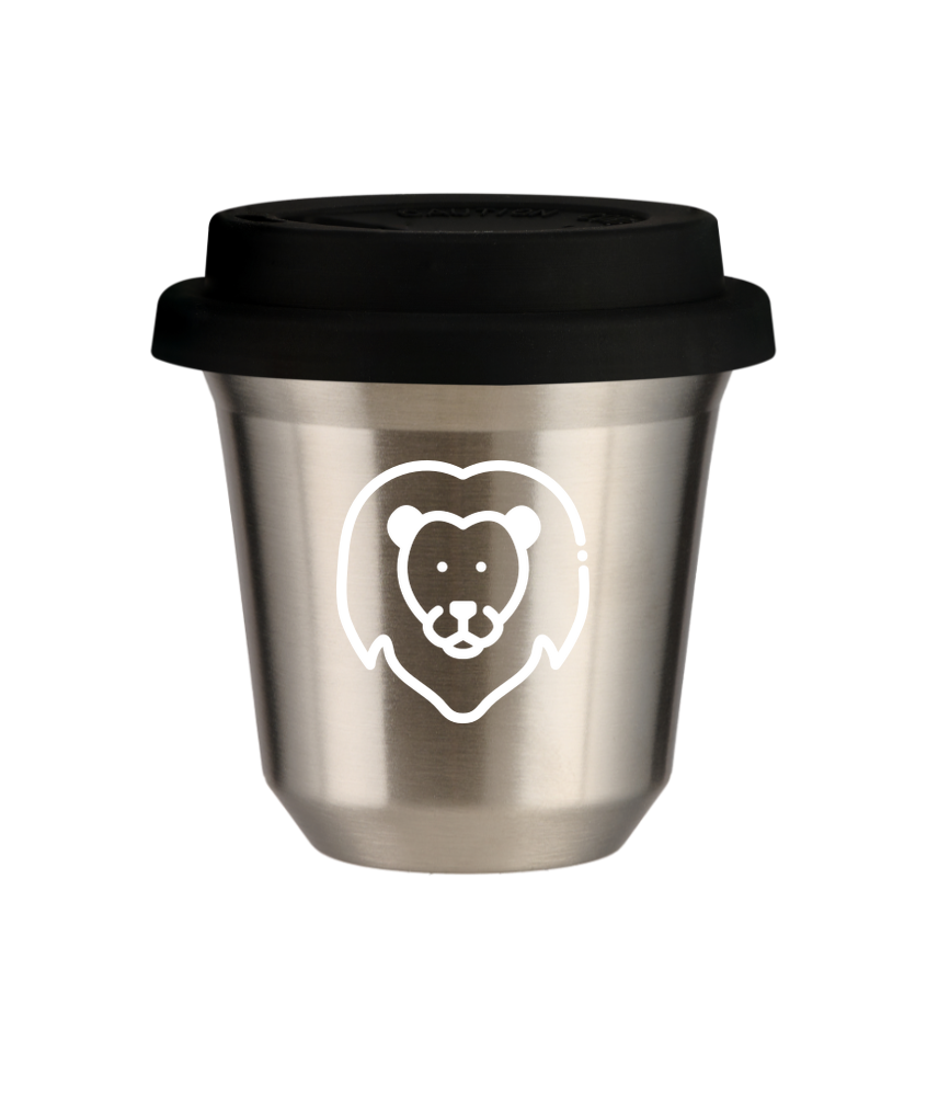 Tasse 80 ml ARGENT "Lion (blanc)", avec couvercle noir Tasse 80 ml ARGENT "Lion (blanc)", avec couvercle noir