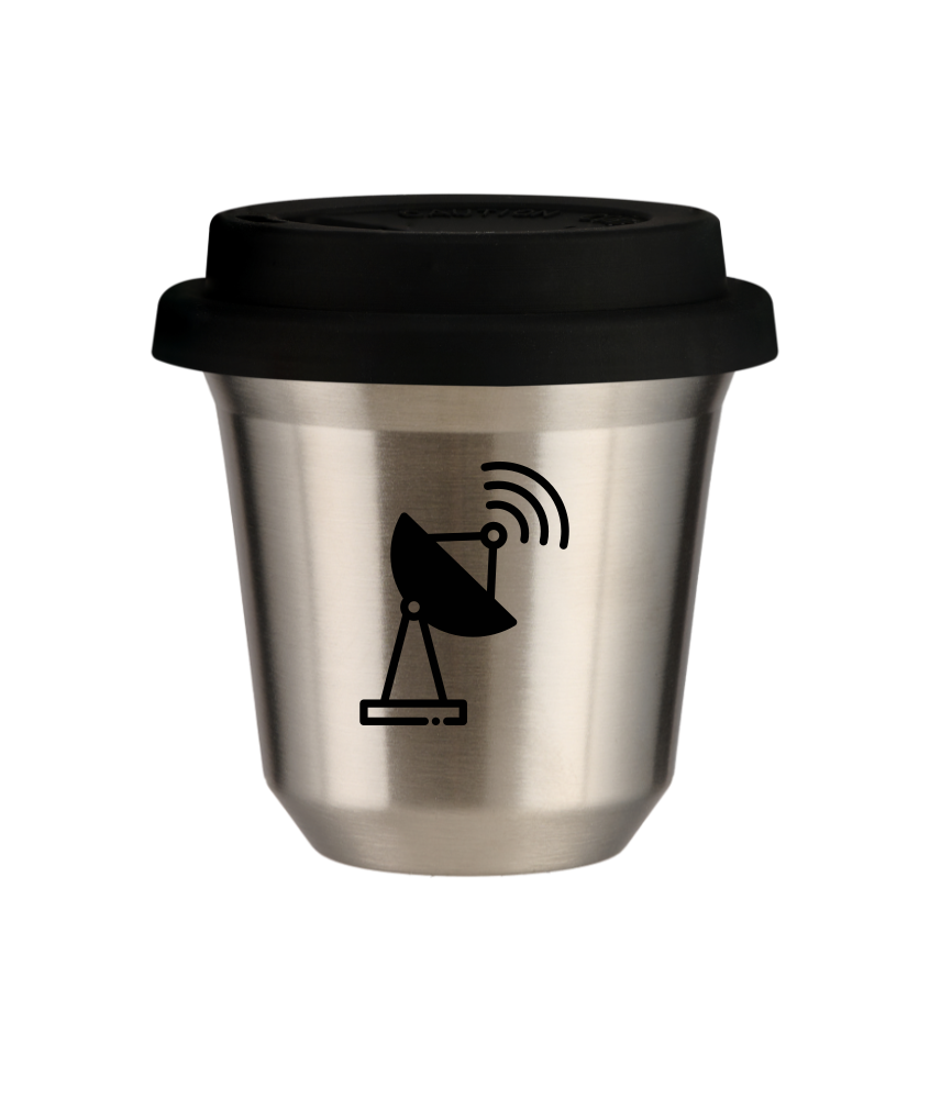 Tasse 80 ml ARGENT "Antenne", avec couvercle noir Tasse 80 ml ARGENT "Antenne", avec couvercle noir
