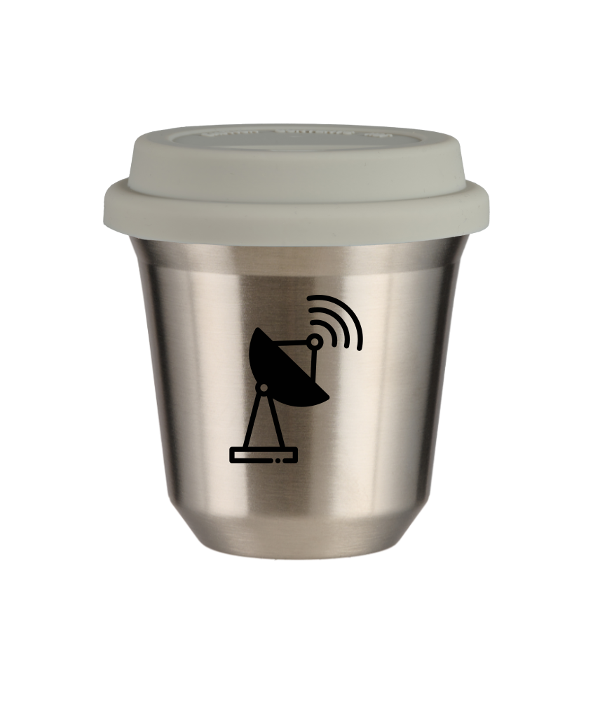 Tasse 80 ml ARGENT "Antenne (noir)", avec couvercle blanc Tasse 80 ml ARGENT "Antenne (noir)", avec couvercle blanc