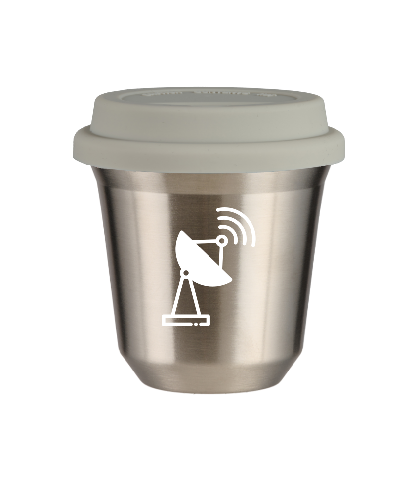 Tasse 80 ml ARGENT "Antenne (blanc)", avec couvercle blanc Tasse 80 ml ARGENT "Antenne (blanc)", avec couvercle blanc