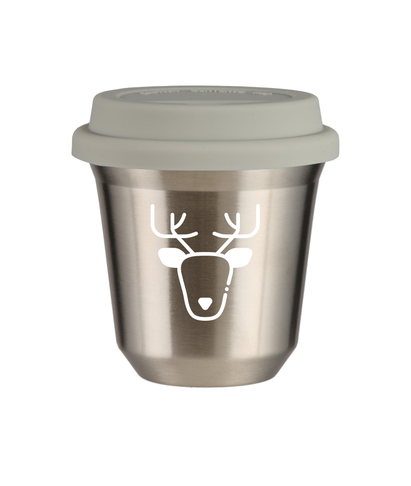 Tasse 80 ml ARGENT "Renne (blanc)", avec couvercle blanc Tasse 80 ml ARGENT "Renne (blanc)", avec couvercle blanc
