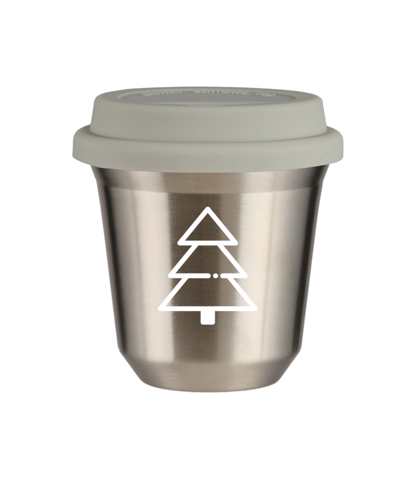 Tasse 80 ml ARGENT "Sapin de Noël (blanc)", avec couvercle blanc Tasse 80 ml ARGENT "Sapin de Noël (blanc)", avec couvercle blanc