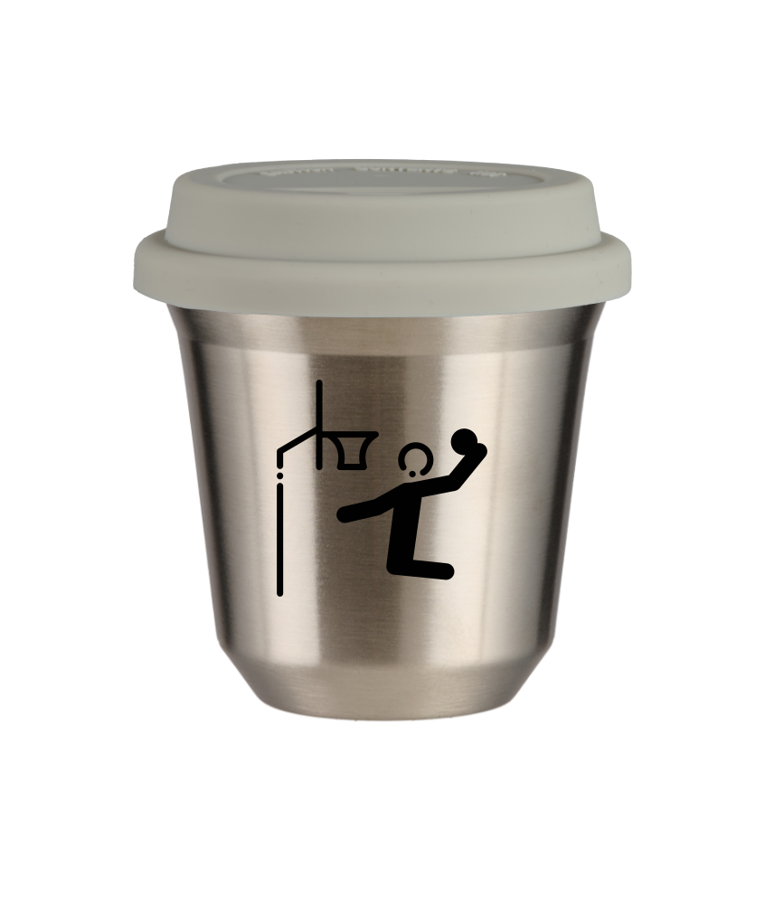 Tasse 80 ml ARGENT "Basket-ball (noir)", avec couvercle blanc Tasse 80 ml ARGENT "Basket-ball (noir)", avec couvercle blanc