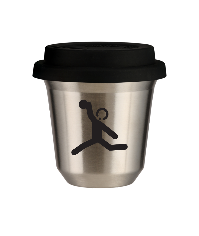 Tasse 80 ml ARGENT "Lancer du disque", avec couvercle noir