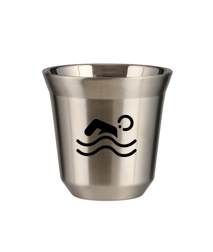 Tasse 80 ml ARGENT "Natation (noir)"