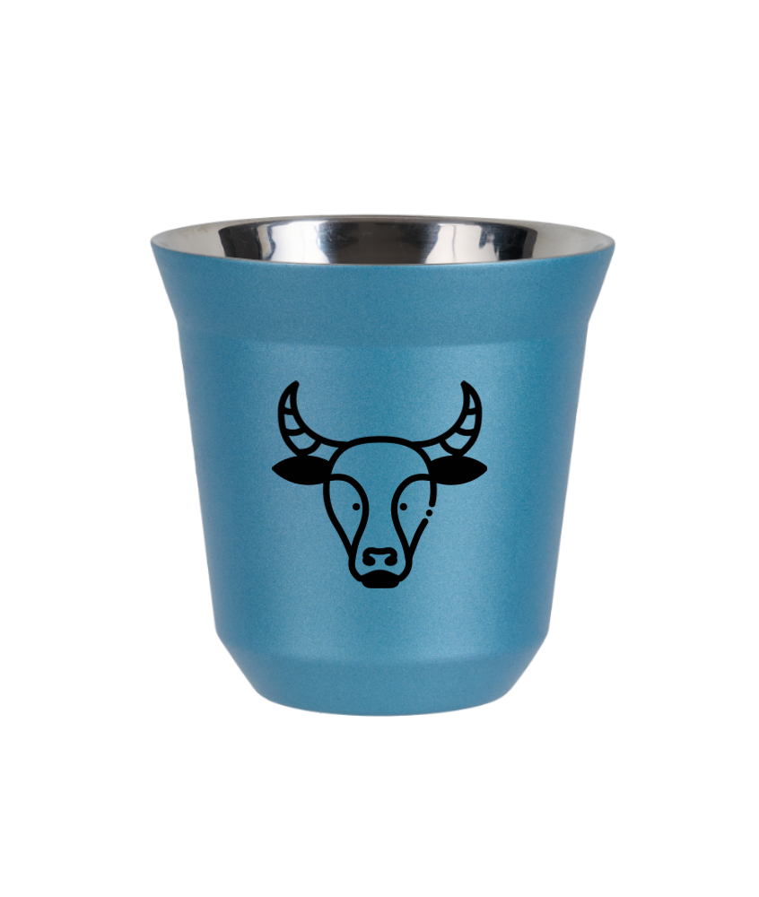 Tasse 80 ml BLEU CLAIR MÉTALLIQUE "Taureau" Tasse 80 ml BLEU CLAIR MÉTALLIQUE "Taureau"