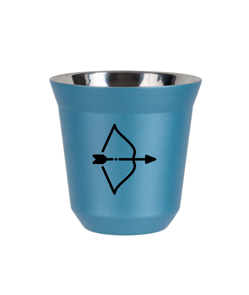 Tasse 80 ml BLEU CLAIR MÉTALLIQUE "Sagittaire (noir)" Tasse 80 ml BLEU CLAIR MÉTALLIQUE "Sagittaire (noir)"