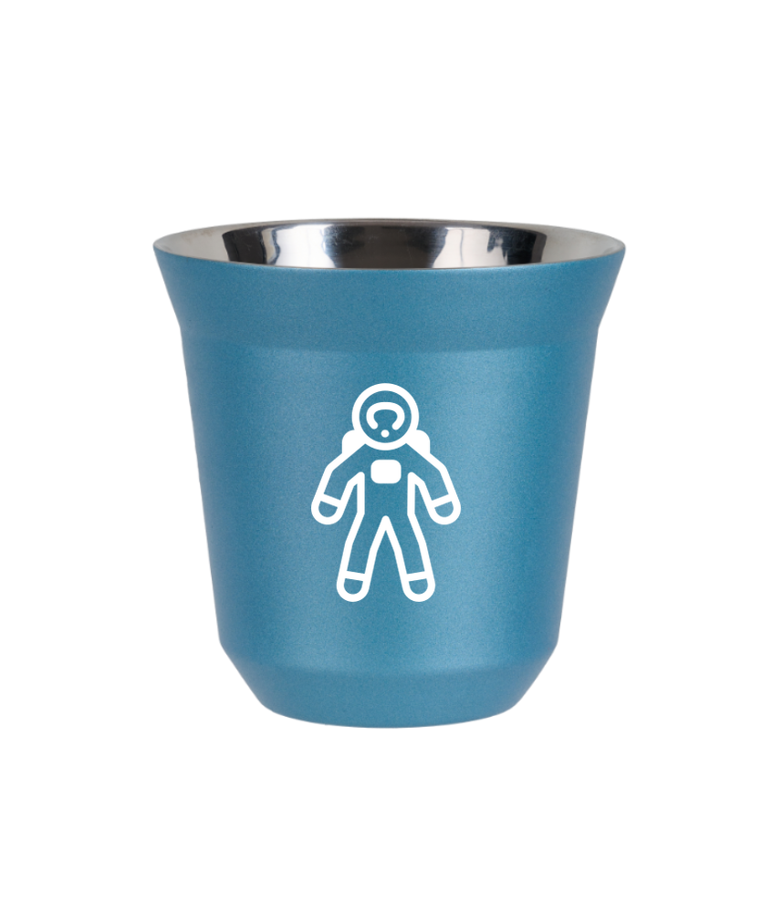 Tasse 80 ml BLEU CLAIR MÉTALLIQUE "Astronaute (blanc)" Tasse 80 ml BLEU CLAIR MÉTALLIQUE "Astronaute (blanc)"