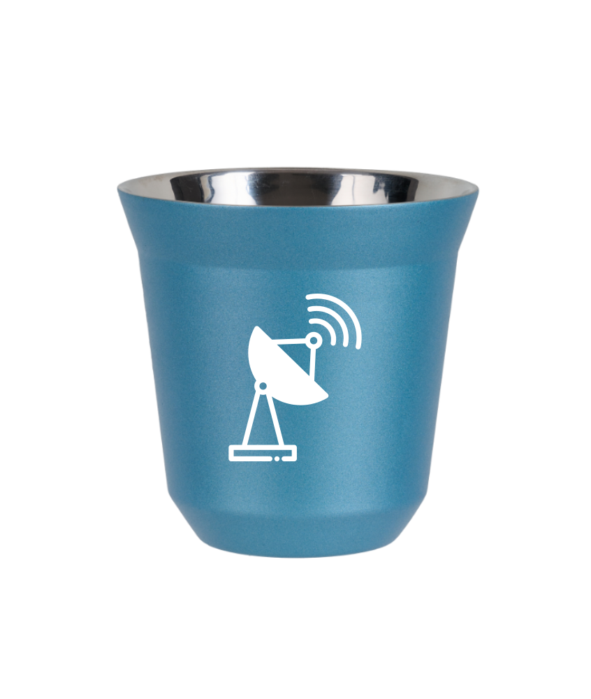 Tasse 80 ml BLEU CLAIR MÉTALLIQUE "Antenne (blanc)" Tasse 80 ml BLEU CLAIR MÉTALLIQUE "Antenne (blanc)"