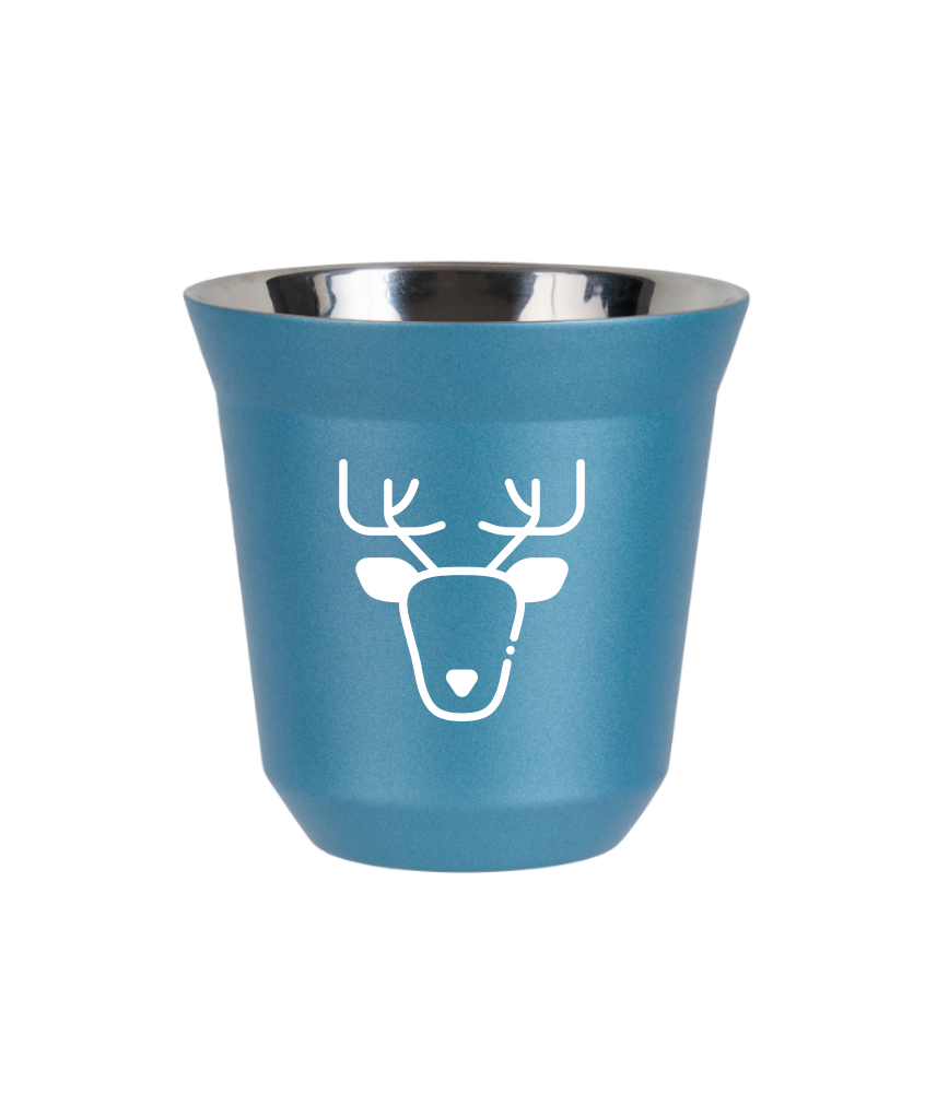 Tasse 80 ml BLEU CLAIR MÉTALLIQUE "Renne (blanc)" Tasse 80 ml BLEU CLAIR MÉTALLIQUE "Renne (blanc)"