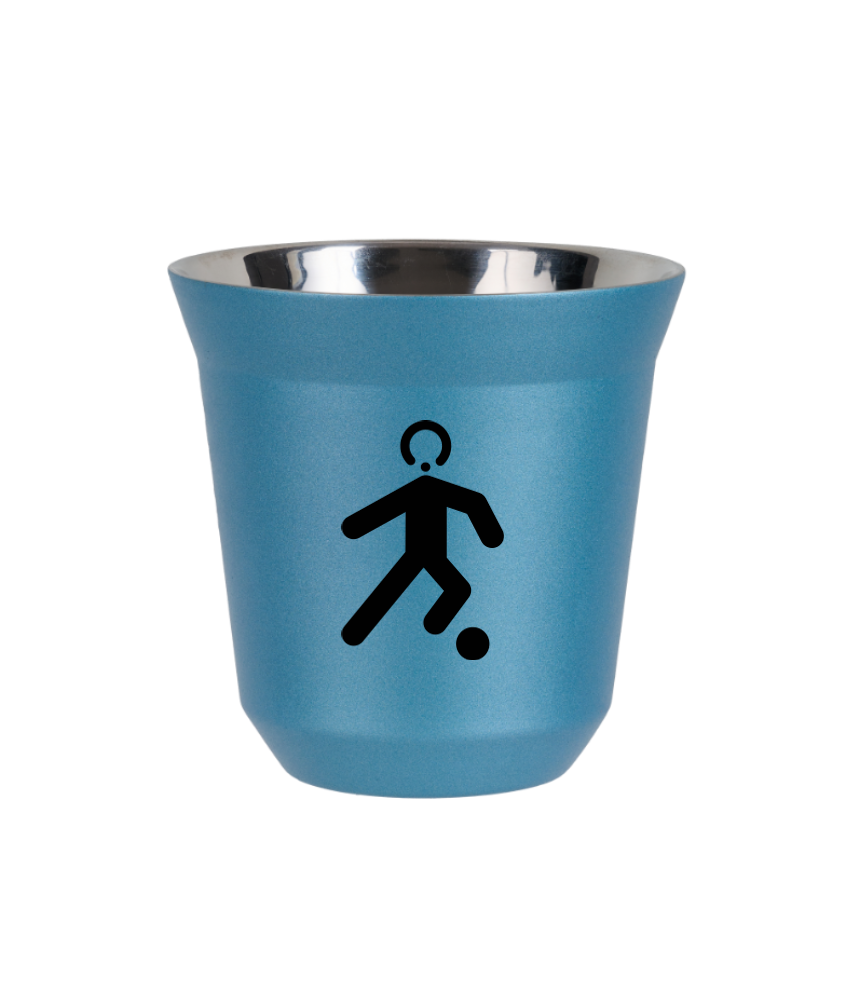 Tasse 80 ml BLEU CLAIR MÉTALLIQUE "Football"
