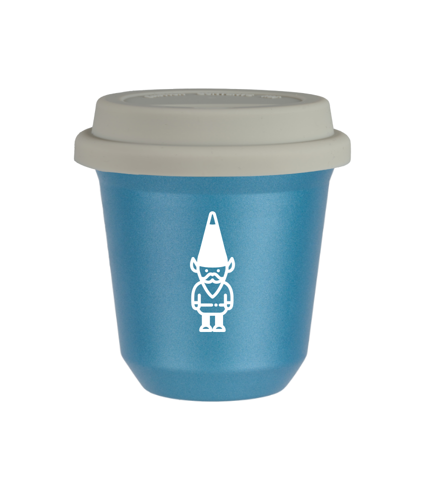 Tasse 80 ml BLEU CLAIR MÉTALLIQUE "Nain 1 (blanc)", avec couvercle blanc Tasse 80 ml BLEU CLAIR MÉTALLIQUE "Nain 1 (blanc)", avec couvercle blanc