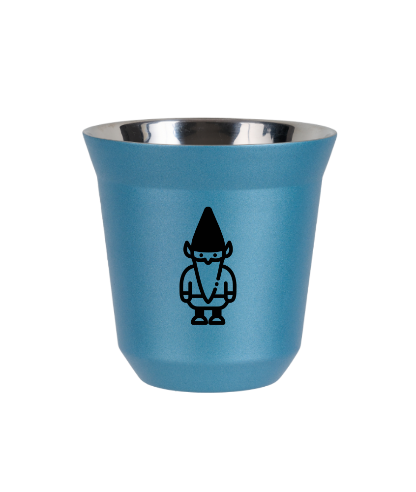 Tasse 80 ml BLEU CLAIR MÉTALLIQUE "Nain 2 (noir)"