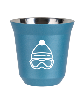 Tasse 80 ml BLEU CLAIR MÉTALLIQUE "Casquette (blanc)" Tasse 80 ml BLEU CLAIR MÉTALLIQUE "Casquette (blanc)"