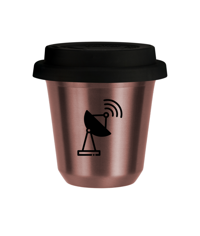 Tasse 80 ml OR ROSE "Antenne (noir)", avec couvercle noir