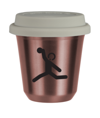 Tasse 80 ml OR ROSE "Lancer du disque (noir)", avec couvercle blanc Tasse 80 ml OR ROSE "Lancer du disque (noir)", avec couvercle blanc