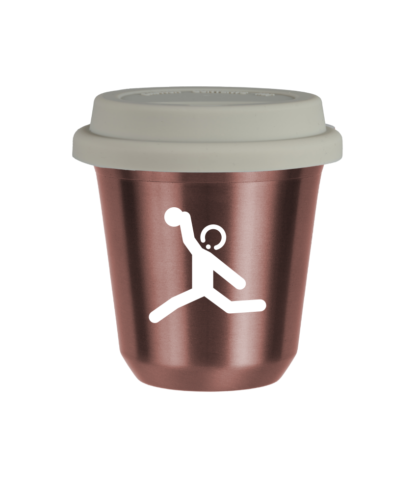 Tasse 80 ml OR ROSE "Lancer du disque (blanc)", avec couvercle blanc