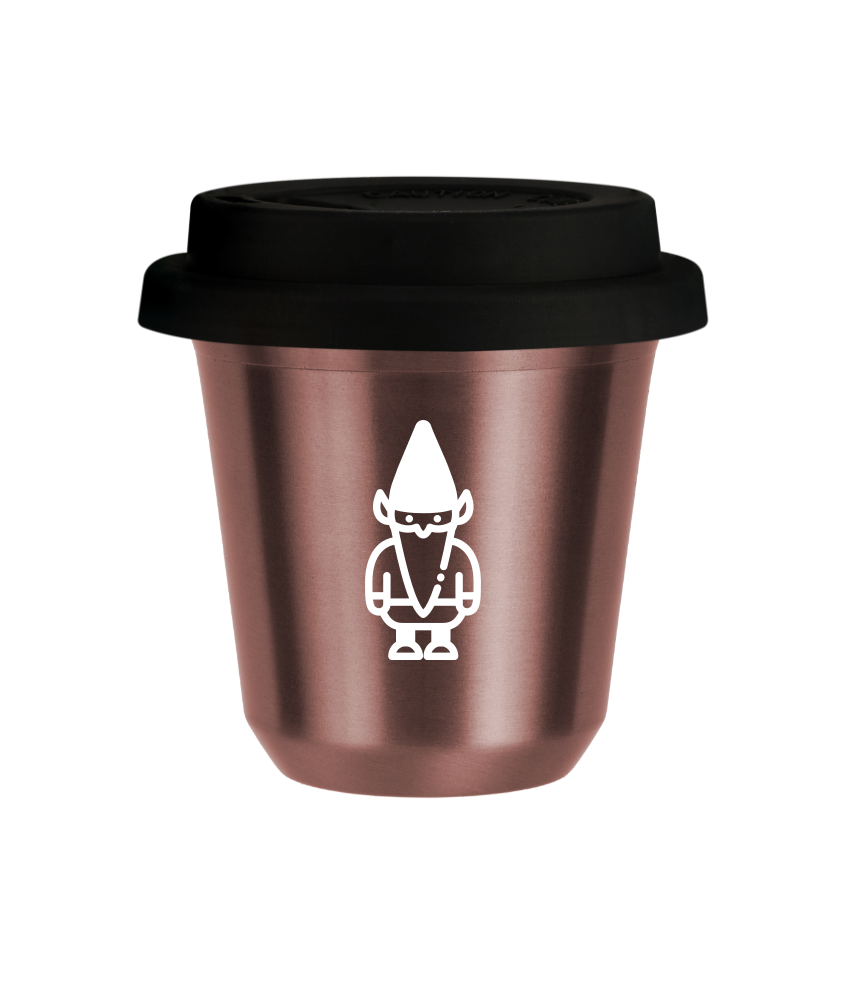 Tasse 80 ml OR ROSE "Nain 2 (blanc)", avec couvercle noir Tasse 80 ml OR ROSE "Nain 2 (blanc)", avec couvercle noir