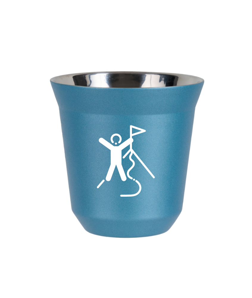 Tasse 80 ml BLEU CLAIR MÉTALLIQUE "Escalade 1 (blanc)"