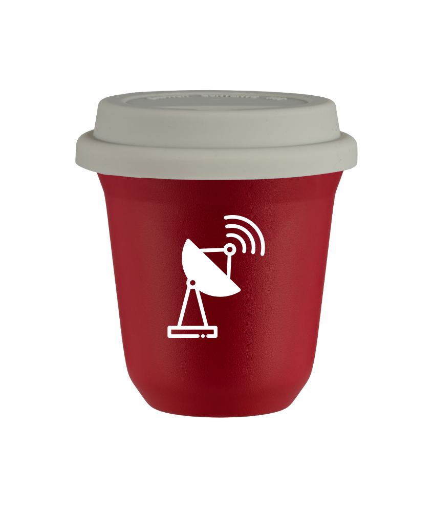 Tasse 80 ml ROUGE "Antenne (blanc)", avec couvercle blanc Tasse 80 ml ROUGE "Antenne (blanc)", avec couvercle blanc