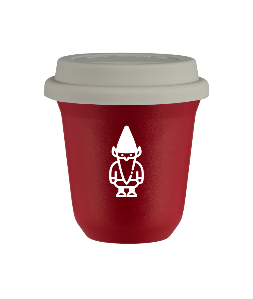 Tasse 80 ml ROUGE "Nain 2 (blanc)", avec couvercle blanc Tasse 80 ml ROUGE "Nain 2 (blanc)", avec couvercle blanc